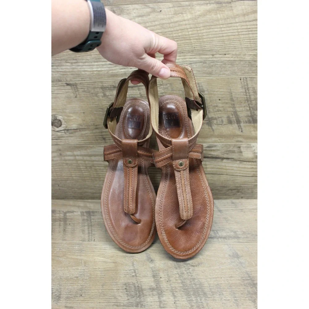 Frye‎ women's Alessia Trapunto leather strappy thong artisanal sandals 9.5M - Picture 2 of 16